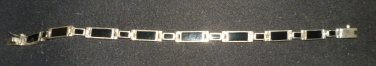 ELEGANT SILVER & BLACK ENAMEL TENNIS BRACELET