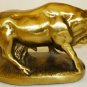 STUNNING VINTAGE SOLID POLISH BRASS BULL FIGURINE STATUE HEAVY FELT LINED