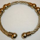 TWO COLOR TWISTED ROPE & BALL SPLIT BANGLE BRACELET