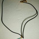GORGEOUS BLUE & GOLD SQUARE MURANO GLASS PENDANT LEATHER CORD NECKLACE