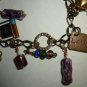 VINTAGE COPPER/BRONZE CHAIN CHARM BRACELET LOCKET HEART LAUGH CHERISH FLOWER