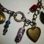 VINTAGE COPPER/BRONZE CHAIN CHARM BRACELET LOCKET HEART LAUGH CHERISH FLOWER
