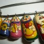 VINTAGE RUSSIAN PIN WOODEN CHARMS GRADUATED HAND PAINTED MATRESHKA DOLL