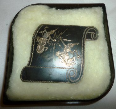 VINTAGE SIAM STERLING THAILAND DANCING WARRIOR GODDESS ETCHED BROOCH PIN
