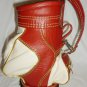 MINIATURE GOLF RED & WHITE BAG WINE BOTTLE HOLDER CADDY DECORATIVE TAIWAN