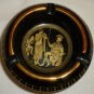 BEAUTIFUL ADIS GREECE BLACK PORCELAIN 24K GOLD TRIM ASHTRAY DEPICTS ANCIENT