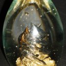 ART GLASS PAPERWEIGHT GOLD GLITTER SWIRL DYNASTY GALLERY HEIRLOOM COLLECTIBLES