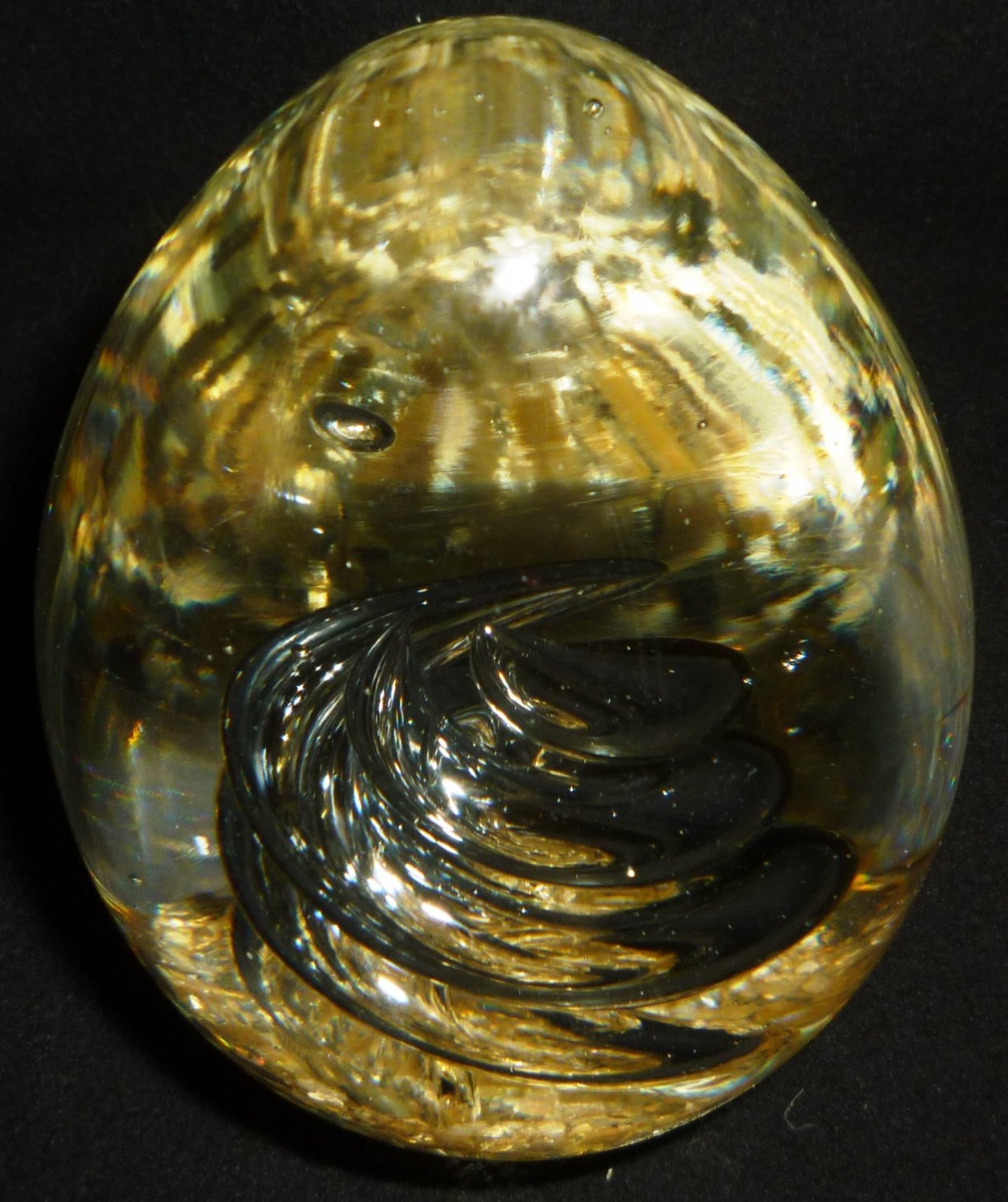 ART GLASS PAPERWEIGHT GOLD GLITTER SWIRL DYNASTY GALLERY HEIRLOOM ...