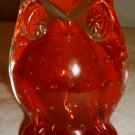 VINTAGE LEFTON OWL FIGURINE PAPERWEIGHT CONTROLLED BUBBLES ORANGE RED GLASS