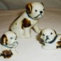 VINTAGE PORCELAIN HANDPAINTED SET OF 3 DOG BULLDOG FIGURINES