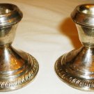 ANTIQUE STERLING SILVER WEIGHTED BASE TAPER CANDLEHOLDER SET OF 2 HALLMARKED