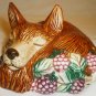 1990 FITZ & FLOYD HANDPAINTED PORCELAIN SLEEPING DOG FIGURINE POMANDER