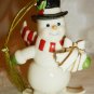 CHARMING LENOX VERY MERRY PORCELAIN 24K GOLD SKIING SNOWMAN CHRISTMAS ORNAMENT
