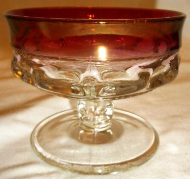 TIFFIN KING'S CROWN TIARA CRANBERRY RUBY GLASS SET 3 DESSERT SHERBET CHAMPAGNE