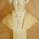 WHITE PLASTER COMPOSER BEETHOVEN BUST FIGURINE