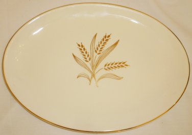 VINTAGE PORCELAIN PLATTER 22K GOLD WHEAT SHEAF BY ROYAL WILLOW