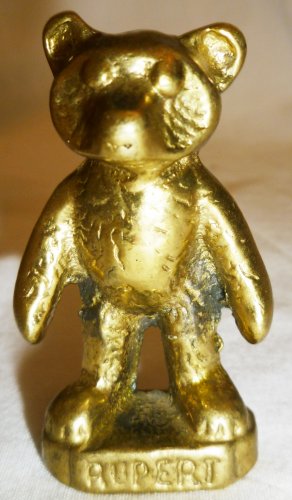 VINTAGE MINIATURE RUPERT BEAR FIGURINE LACQUERED SOLID CAST BRASS IRISH MADE