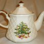 BEAUTIFUL FINE PORCELAIN ENGLISH TEA POT CHRISTMAS TREE JAPAN ALL THE TRIMMINGS