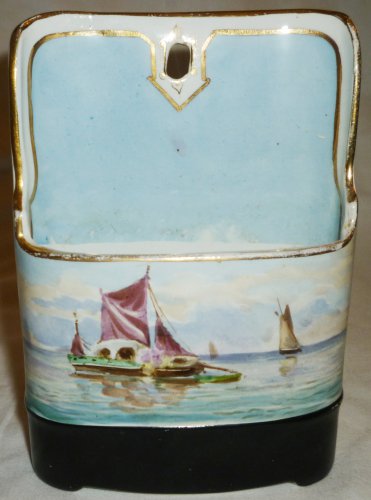 RARE ANTIQUE RICHARD GINORI HANDPAINTED PORCELAIN WALL POCKET RICHARD CERAMICA