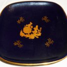 VINTAGE LIMOGES FRANCE PASTORAL 22K GOLD ON COBALT PORCELAIN DECORATIVE PLATE