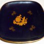 VINTAGE LIMOGES FRANCE PASTORAL 22K GOLD ON COBALT PORCELAIN DECORATIVE PLATE