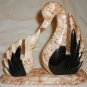 BEAUTIFUL PINK & BLACK MARBLE MOTHER & CHILD SWAN FIGURINE NAPKIN LETTER HOLDER