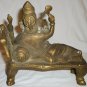 ANTIQUE HINDU GOD GANESH SOLID BRONZE RECLINING STATUE GANESHA