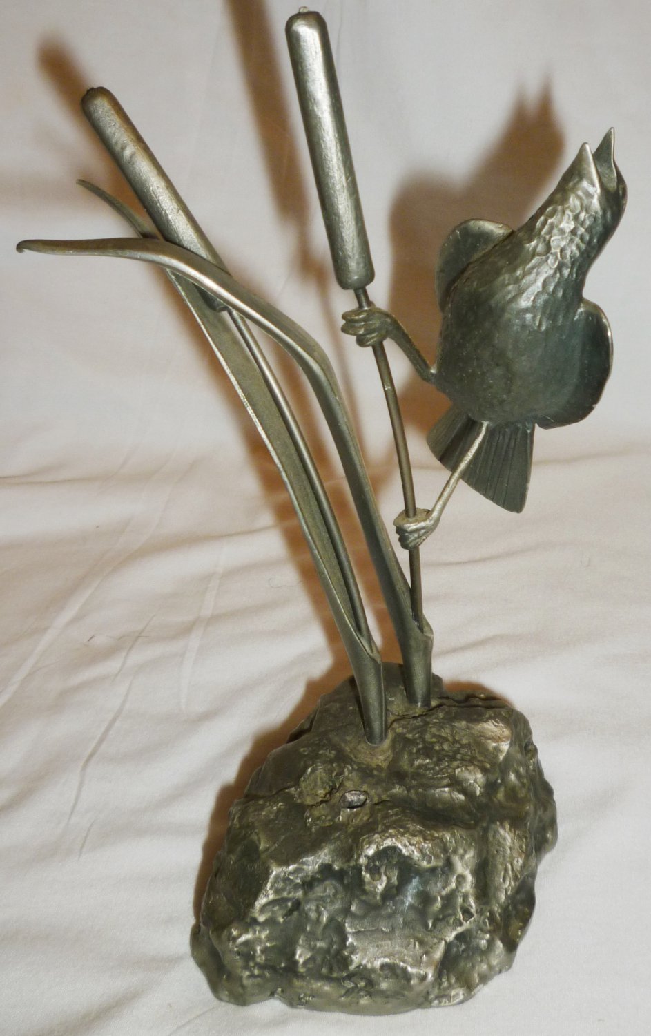 1978 GILROY ROBERTS ALUMINUM SCULPTURE FIGURINE RED-WINGED BLACKBIRDS
