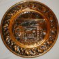 VINTAGE COPPERCRAFT GUILD TAUNTON MA EMBOSSED COPPER PLATE OAK HEARTH FIREPLACE