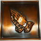 VINTAGE COPPERCRAFT GUILD EMBOSSED COPPER SQUARE WALL PLAQUE PRAYING HANDS