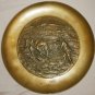 VINTAGE BRONZE BRASS HEAVY EMBOSSED DECORATIVE PLATE FARMER PLOWING W/OXEN