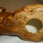 CHARMING HANDPLAINTED UNGLAZED CERAMIC DOG FIGURINE DACHSHUND