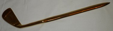 VINTAGE SOLID BRASS DESKTOP GOLF CLUB LETTER OPENER KNIFE