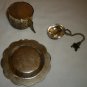 VINTAGE SILVERPLATED MINIATURE TEAPOT TEA INFUSER STRAINER & DRIP PLATE CATCHER
