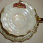 VINTAGE ANTIQUE CROWN LEFTON JAPAN HANDPAINTED BURGUNDY GOLD TEA CUP SAUCER SET
