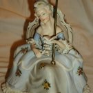 VINTAGE LACE PORCELAIN VICTORIAN DAME WOMAN W/UMBRELLA FIGURINE MUSIC BOX WALTZ