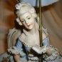 VINTAGE LACE PORCELAIN VICTORIAN DAME WOMAN W/UMBRELLA FIGURINE MUSIC BOX WALTZ