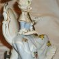 VINTAGE LACE PORCELAIN VICTORIAN DAME WOMAN W/UMBRELLA FIGURINE MUSIC BOX WALTZ