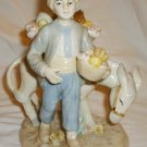 VINTAGE CHARMING PORCELAIN BOY WITH A DONKEY SELLING FRUITS FIGURINE