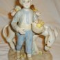 VINTAGE CHARMING PORCELAIN BOY WITH A DONKEY SELLING FRUITS FIGURINE