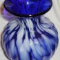 GORGEOUS VENETIAN GLASS COBALT BLUE & WHITE VASE 9.5"