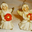CHARMING HOMCO VINTAGE VICTORIAN CHRISTMAS ORNAMENT ANGEL SET OF 2