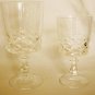 VINTAGE INDIANA GLASS DIAMOND POINT 7 WATER & 6 WINE STEMWARE PEDESTAL GLASSES