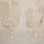 VINTAGE INDIANA GLASS DIAMOND POINT 7 WATER & 6 WINE STEMWARE PEDESTAL GLASSES