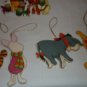VINTAGE DISNEY WINNIE THE POOH PIGLET TIGER MERRY CHRISTMAS ORNAMENT 5 PCS SET