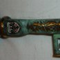 VINTAGE BOTTLE OPENER & CORKSCREW BRASS GREEN PATINA SKELETON KEY ECHTERNACH