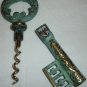 VINTAGE BOTTLE OPENER & CORKSCREW BRASS GREEN PATINA SKELETON KEY ECHTERNACH