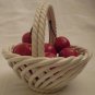 VINTAGE PORCELAIN WEAVED BASKET WITH RED STEMMED CHERRIES LANZARIN ITALY HANDMADE