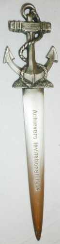 FORT PEWTER ANCHOR & ROPES DAGGER LETTER OPENER ACHIEVERS INVITATIONAL 1996