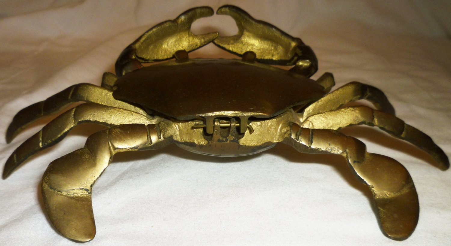 VINTAGE SOLID BRASS CRAB ASHTRAY TRINKET RING BOX REMOVABLE INDIVIDUAL ...